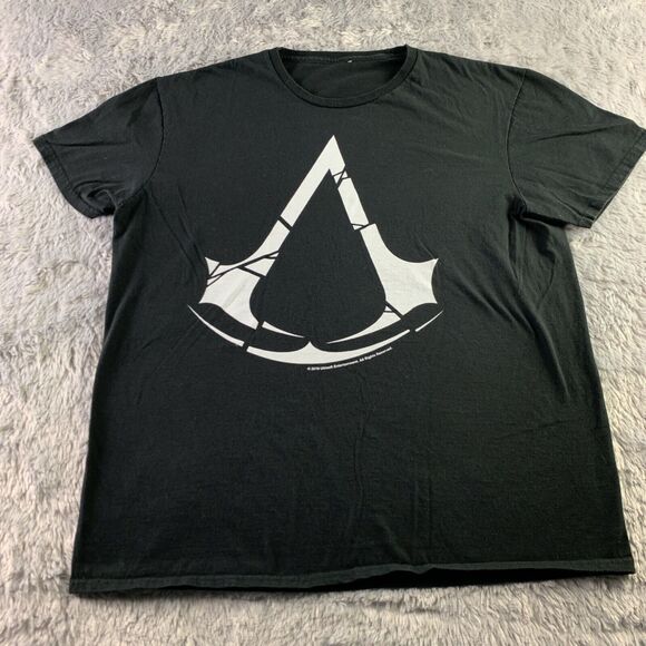 Assassins Creed Shirt Mens Medium Black White Rogue Logo 2019 Ubisoft Video Game - Picture 2 of 8